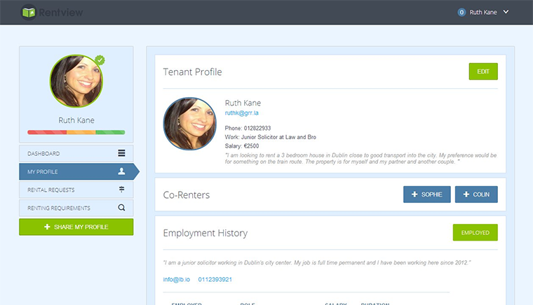Create Profile Screenshot